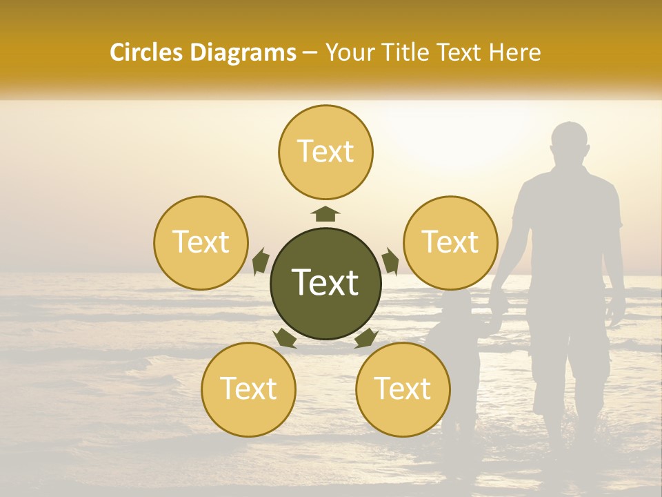 A Man Holding A Child's Hand While Standing On A Beach PowerPoint Template