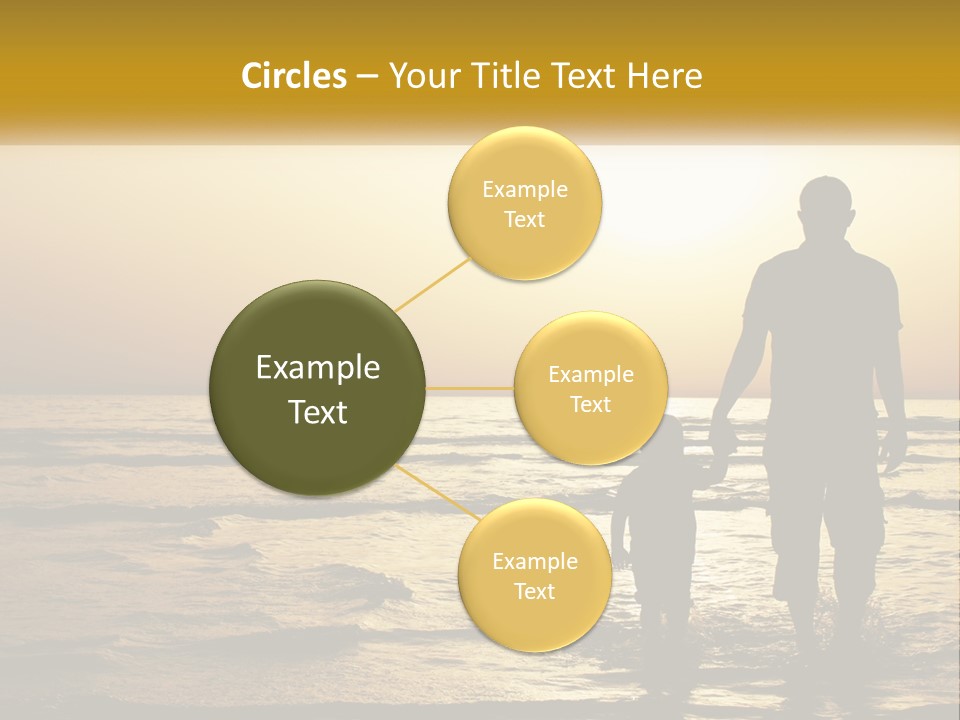 A Man Holding A Child's Hand While Standing On A Beach PowerPoint Template