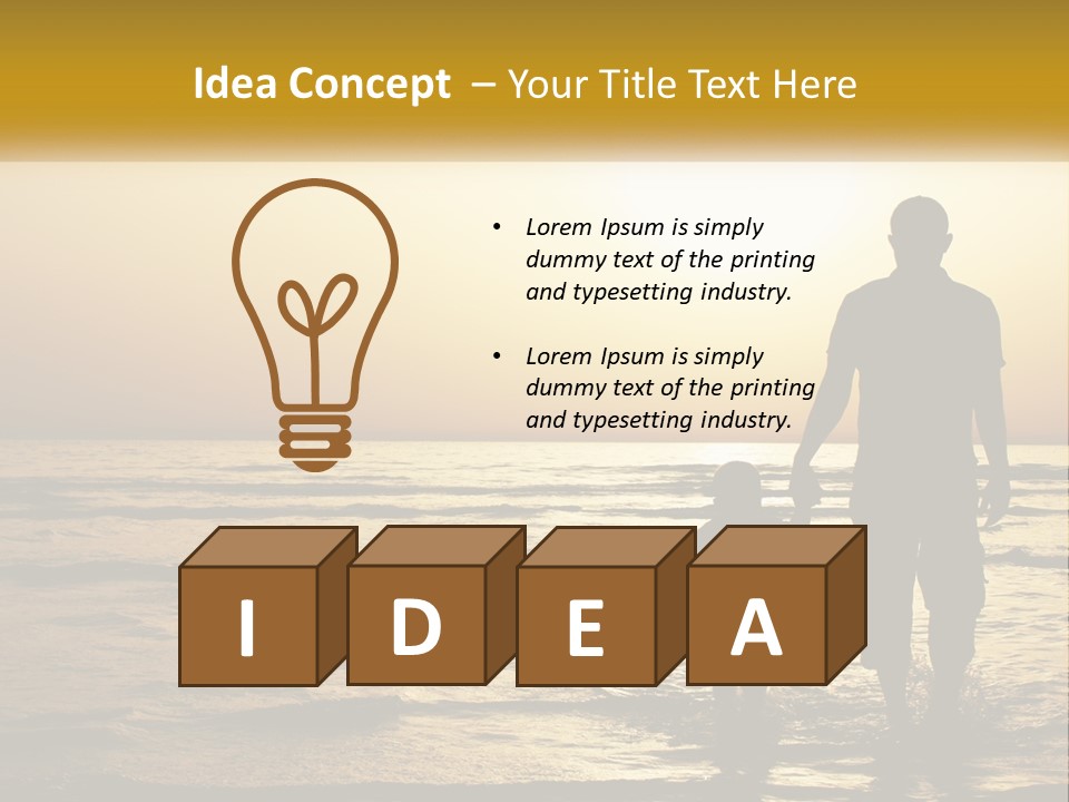 A Man Holding A Child's Hand While Standing On A Beach PowerPoint Template