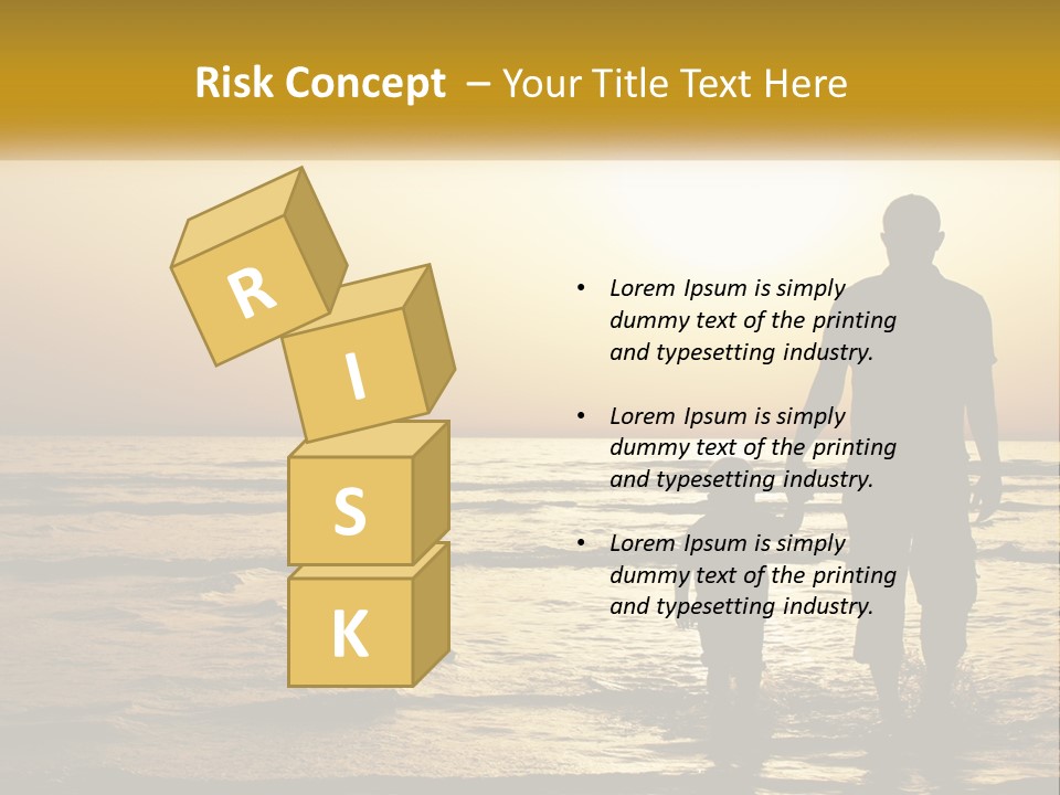 A Man Holding A Child's Hand While Standing On A Beach PowerPoint Template