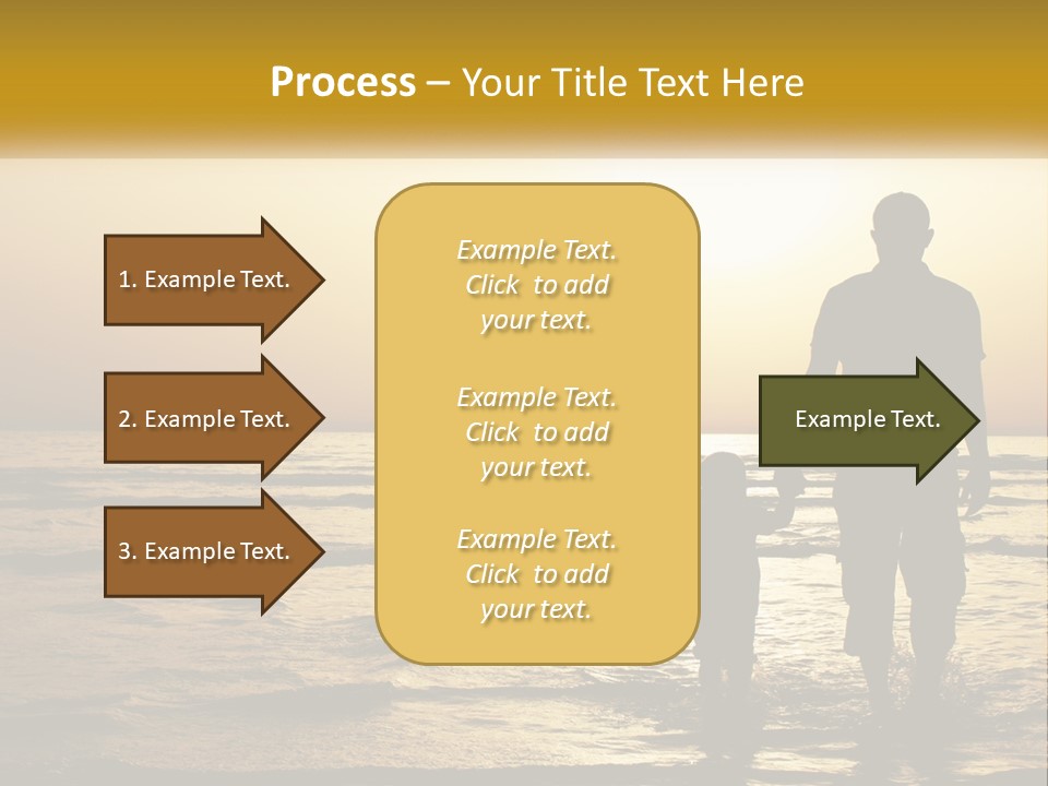 A Man Holding A Child's Hand While Standing On A Beach PowerPoint Template