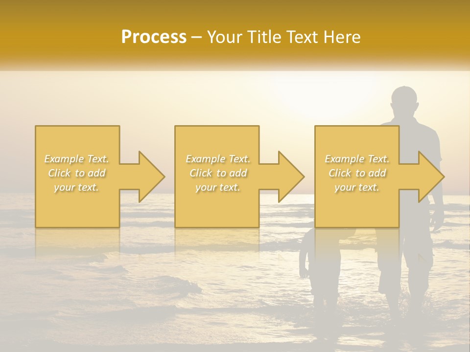 A Man Holding A Child's Hand While Standing On A Beach PowerPoint Template