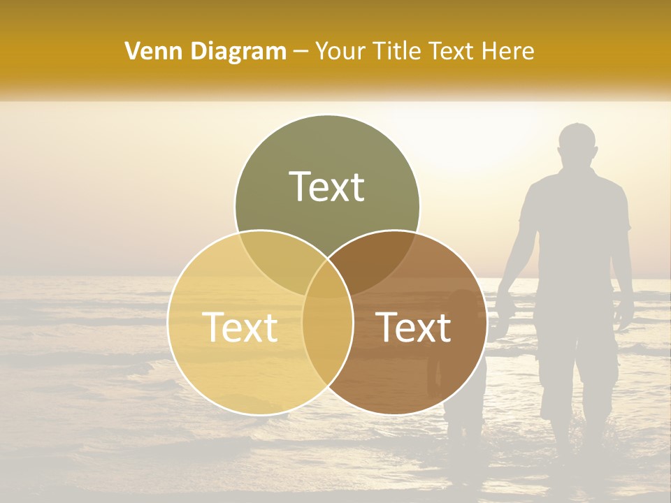 A Man Holding A Child's Hand While Standing On A Beach PowerPoint Template