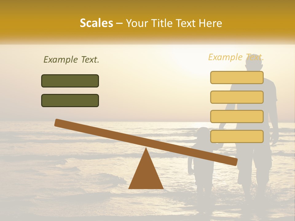 A Man Holding A Child's Hand While Standing On A Beach PowerPoint Template