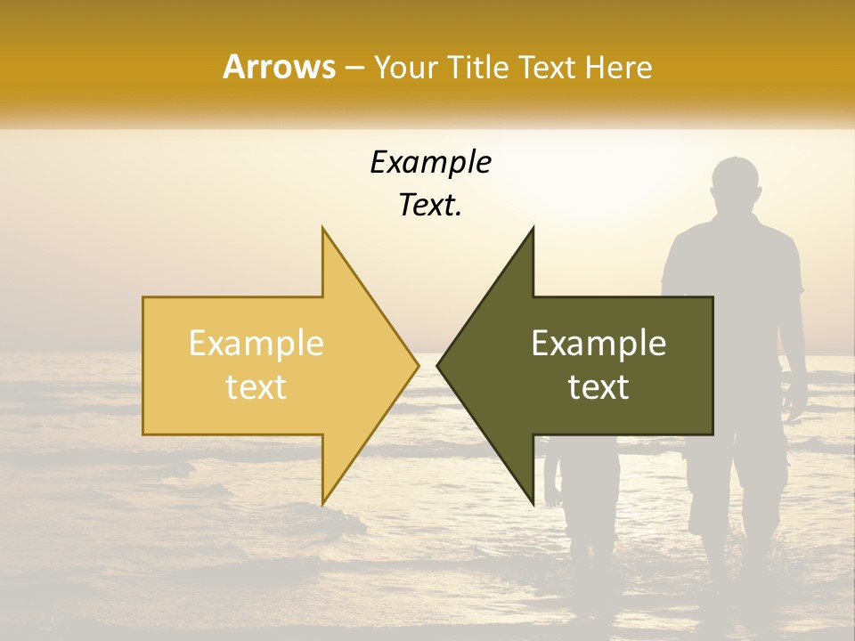 A Man Holding A Child's Hand While Standing On A Beach PowerPoint Template