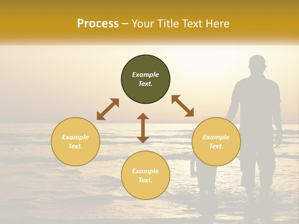 A Man Holding A Child's Hand While Standing On A Beach PowerPoint Template