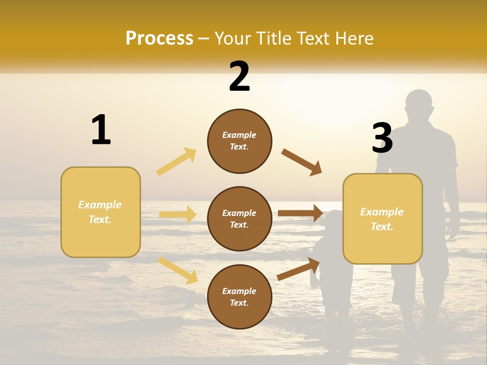 A Man Holding A Child's Hand While Standing On A Beach PowerPoint Template