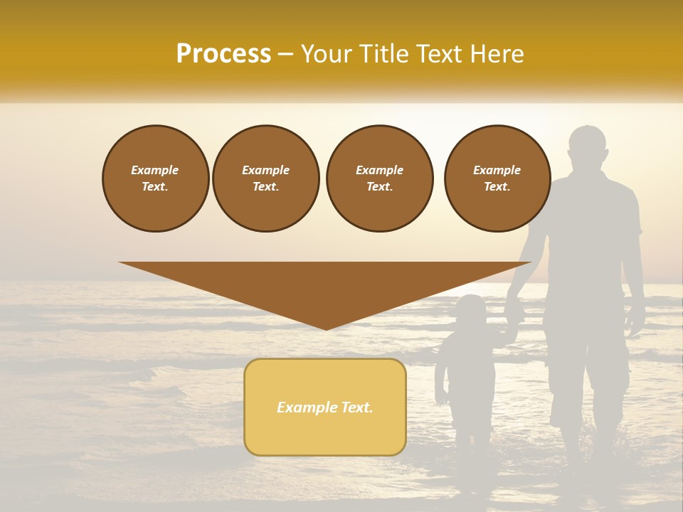 A Man Holding A Child's Hand While Standing On A Beach PowerPoint Template