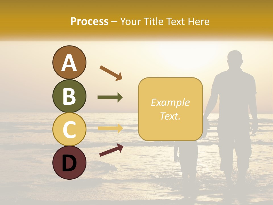 A Man Holding A Child's Hand While Standing On A Beach PowerPoint Template