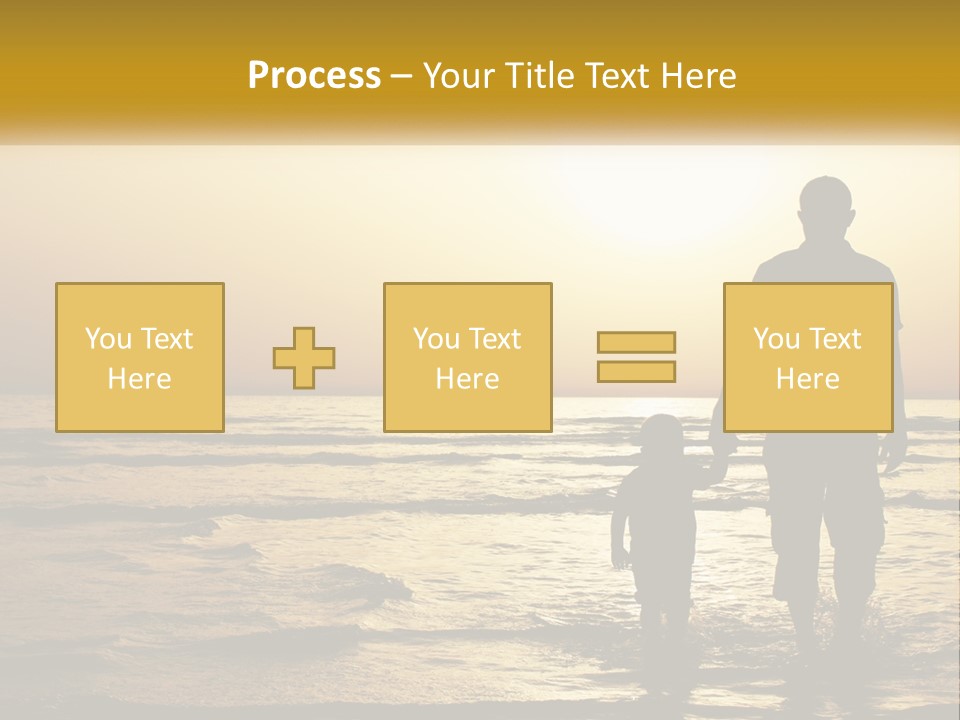 A Man Holding A Child's Hand While Standing On A Beach PowerPoint Template