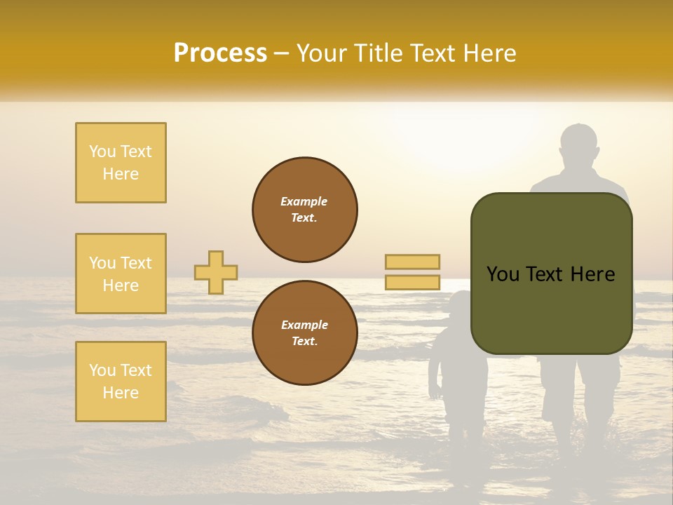 A Man Holding A Child's Hand While Standing On A Beach PowerPoint Template