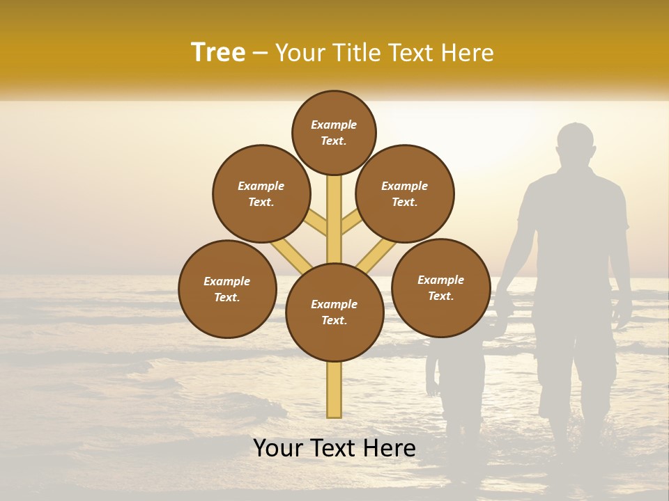 A Man Holding A Child's Hand While Standing On A Beach PowerPoint Template