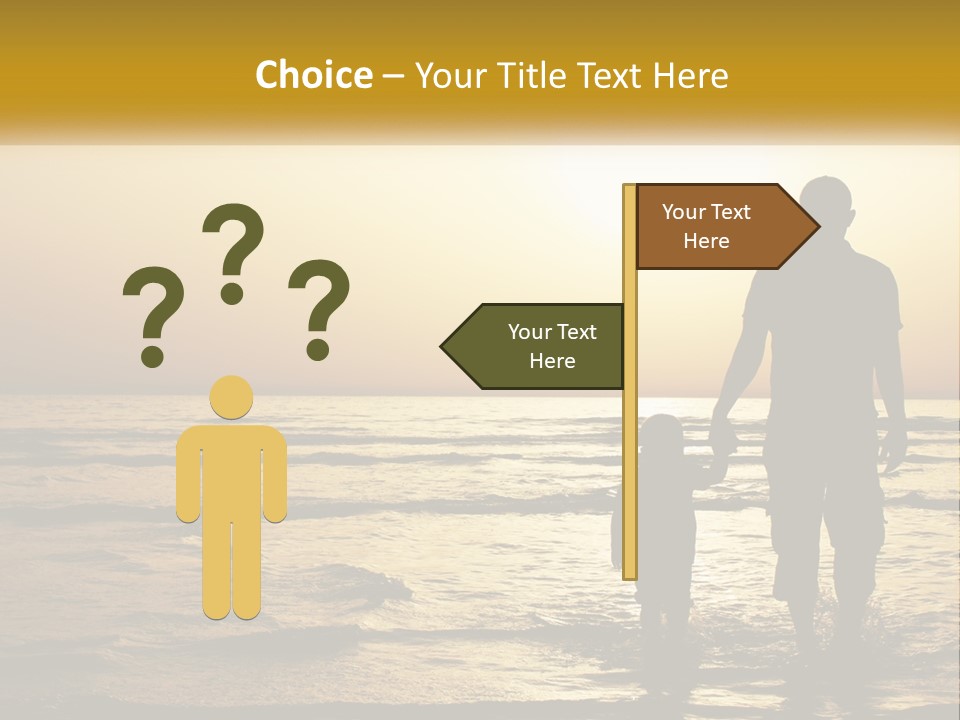 A Man Holding A Child's Hand While Standing On A Beach PowerPoint Template