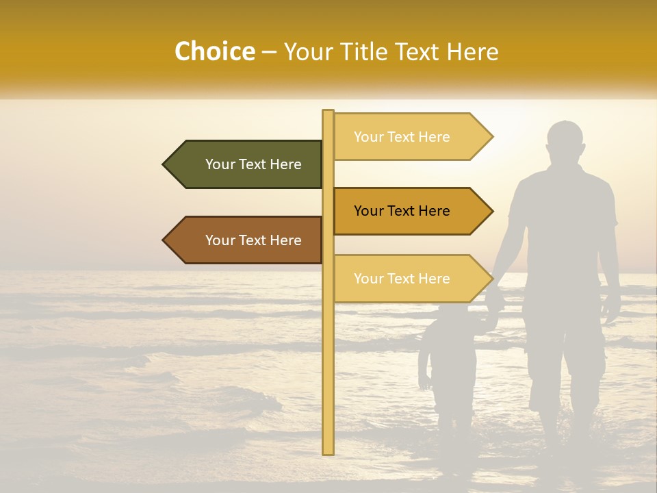 A Man Holding A Child's Hand While Standing On A Beach PowerPoint Template