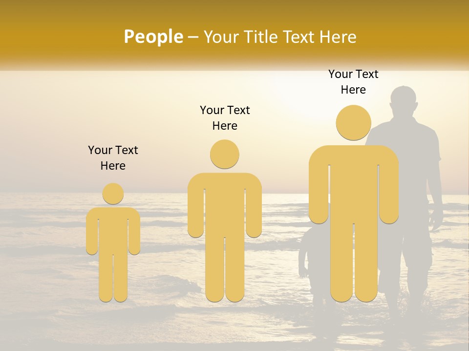 A Man Holding A Child's Hand While Standing On A Beach PowerPoint Template