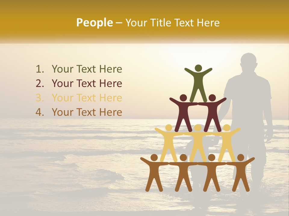 A Man Holding A Child's Hand While Standing On A Beach PowerPoint Template