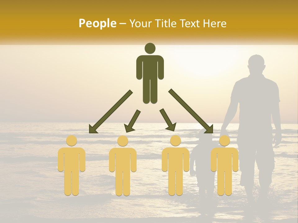 A Man Holding A Child's Hand While Standing On A Beach PowerPoint Template