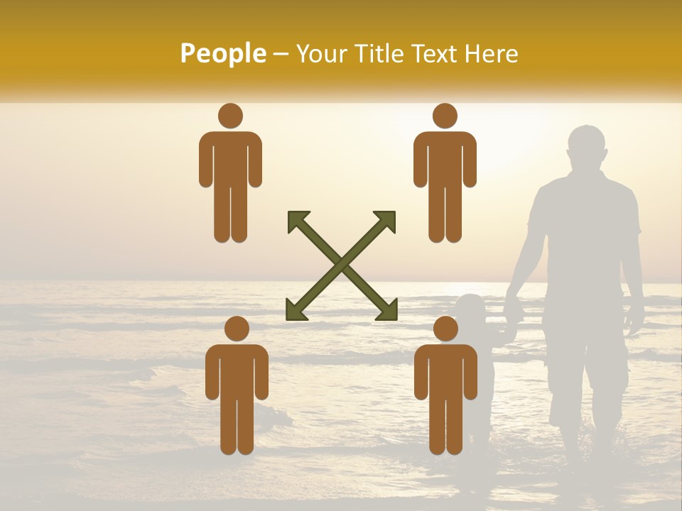 A Man Holding A Child's Hand While Standing On A Beach PowerPoint Template