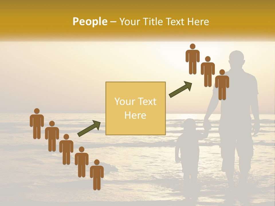 A Man Holding A Child's Hand While Standing On A Beach PowerPoint Template