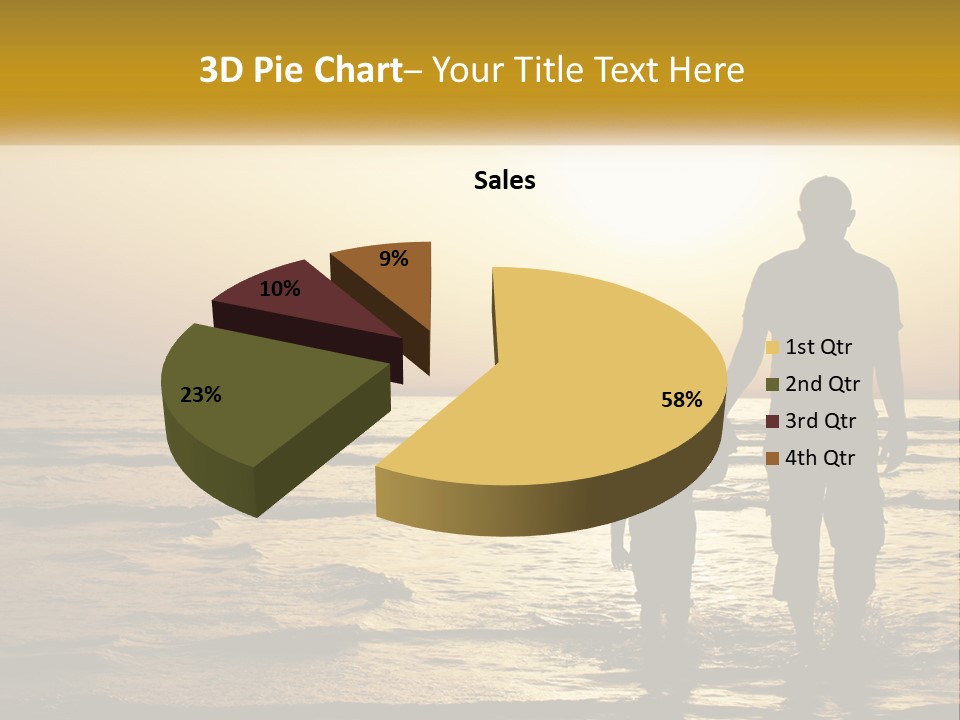 A Man Holding A Child's Hand While Standing On A Beach PowerPoint Template