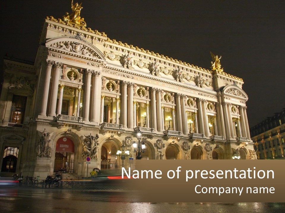 A Large Building With Statues On Top Of It PowerPoint Template