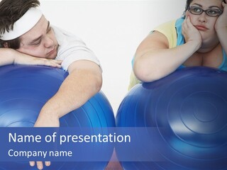 A Man And A Woman Laying On Exercise Balls PowerPoint Template