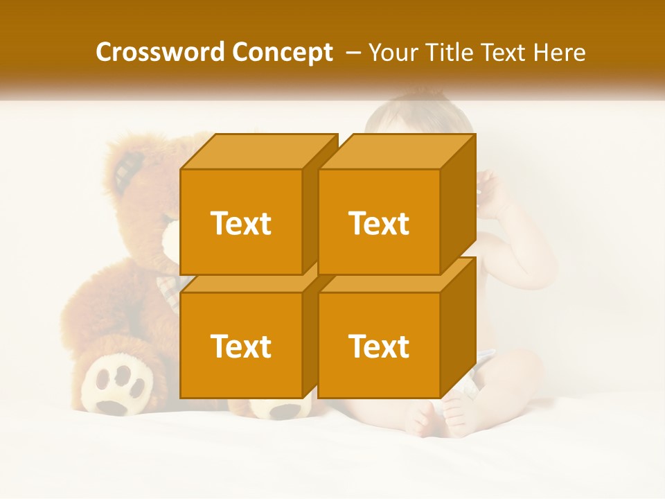 A Baby Sitting Next To A Teddy Bear PowerPoint Template