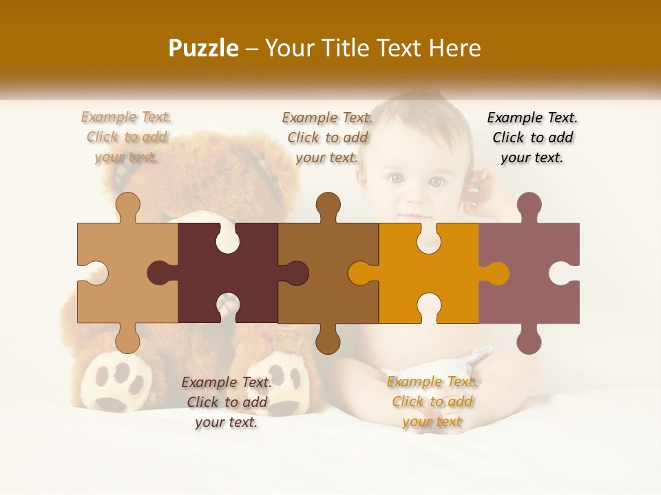 A Baby Sitting Next To A Teddy Bear PowerPoint Template