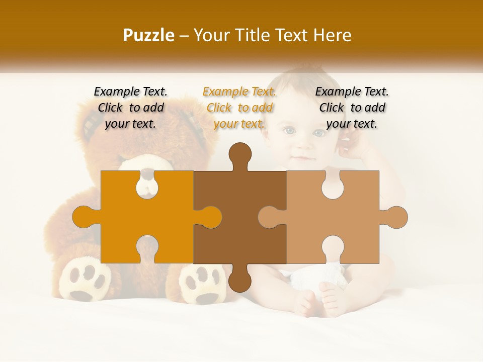 A Baby Sitting Next To A Teddy Bear PowerPoint Template