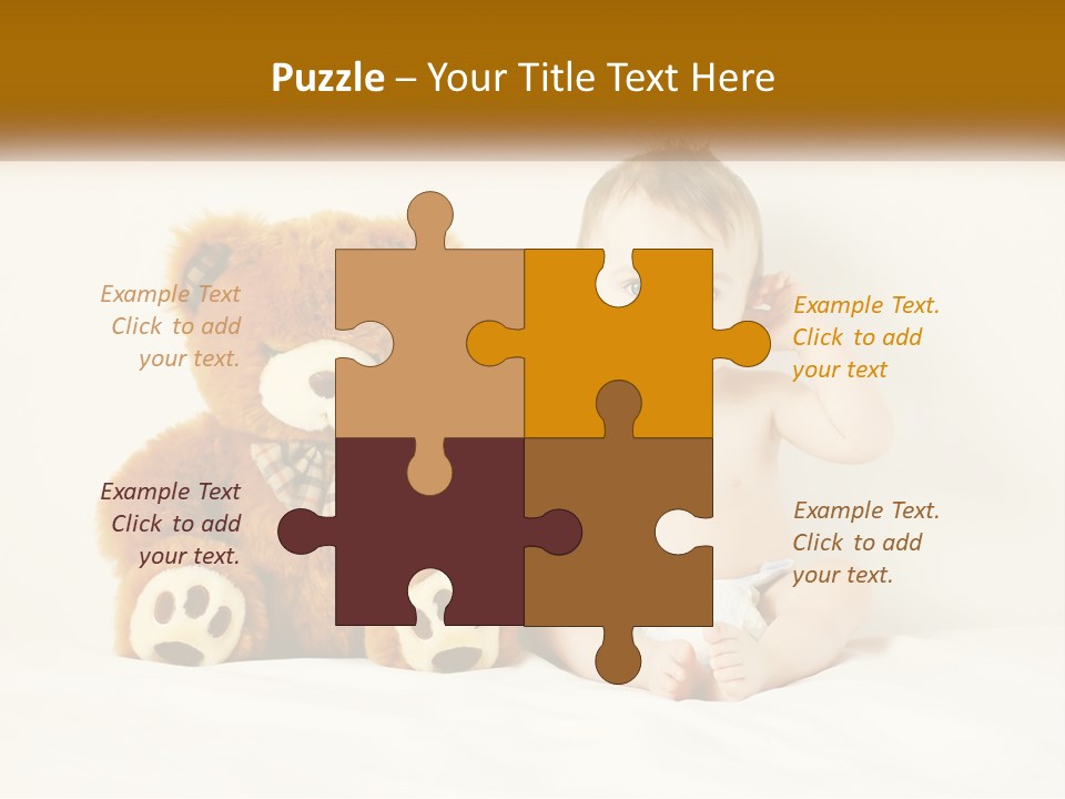 A Baby Sitting Next To A Teddy Bear PowerPoint Template