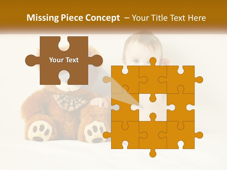 A Baby Sitting Next To A Teddy Bear PowerPoint Template