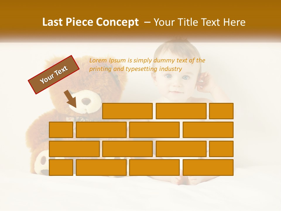 A Baby Sitting Next To A Teddy Bear PowerPoint Template