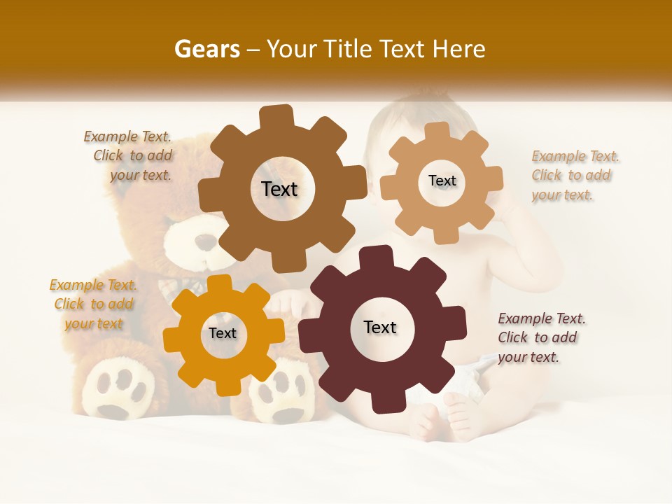 A Baby Sitting Next To A Teddy Bear PowerPoint Template