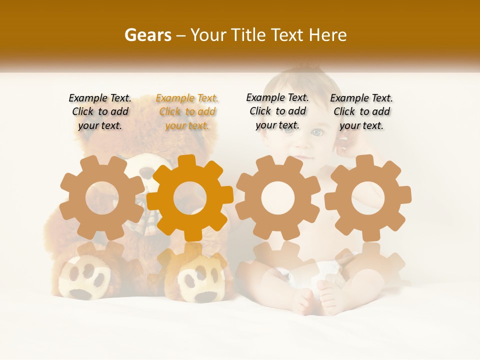 A Baby Sitting Next To A Teddy Bear PowerPoint Template