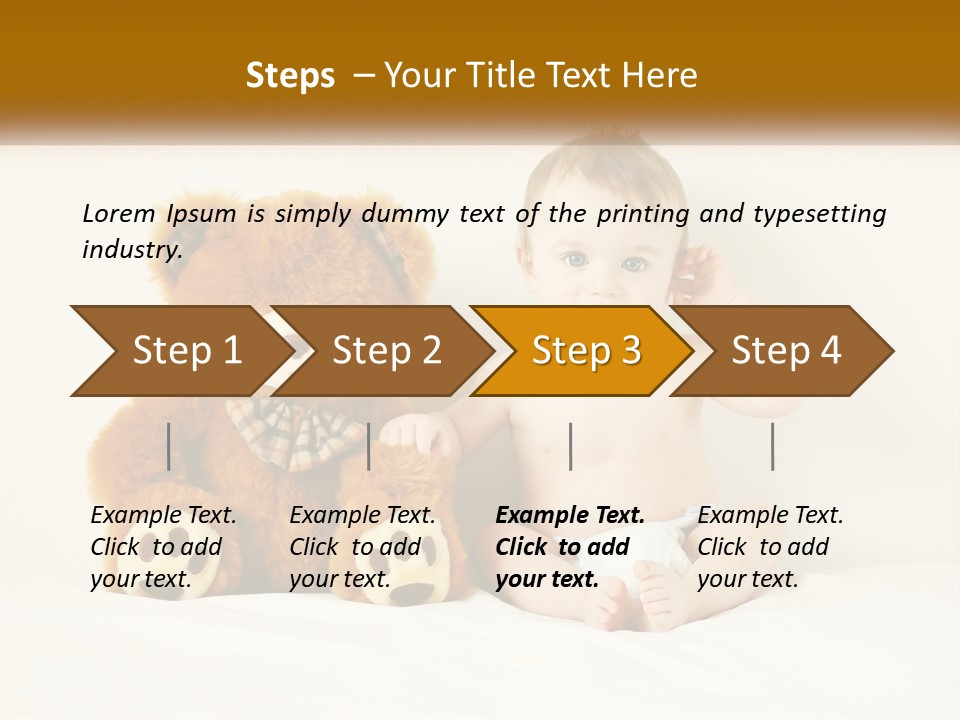 A Baby Sitting Next To A Teddy Bear PowerPoint Template