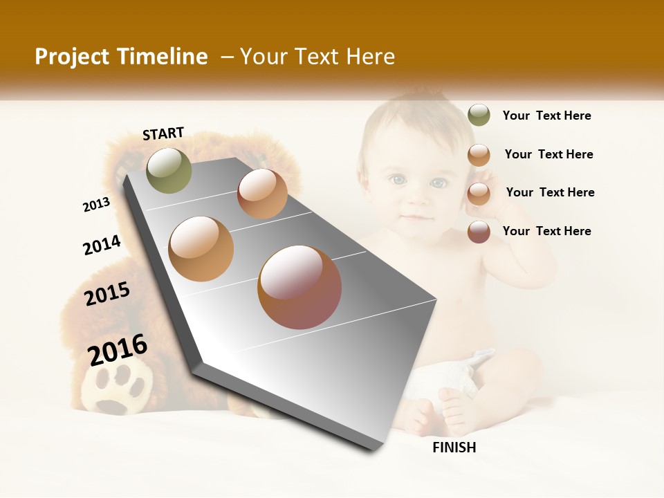 A Baby Sitting Next To A Teddy Bear PowerPoint Template