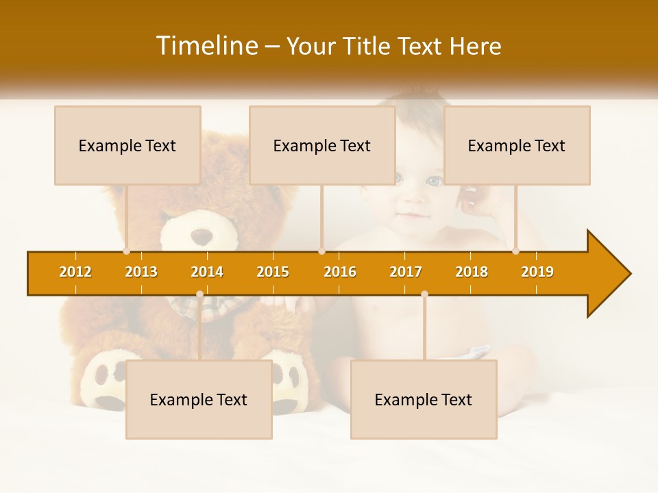 A Baby Sitting Next To A Teddy Bear PowerPoint Template