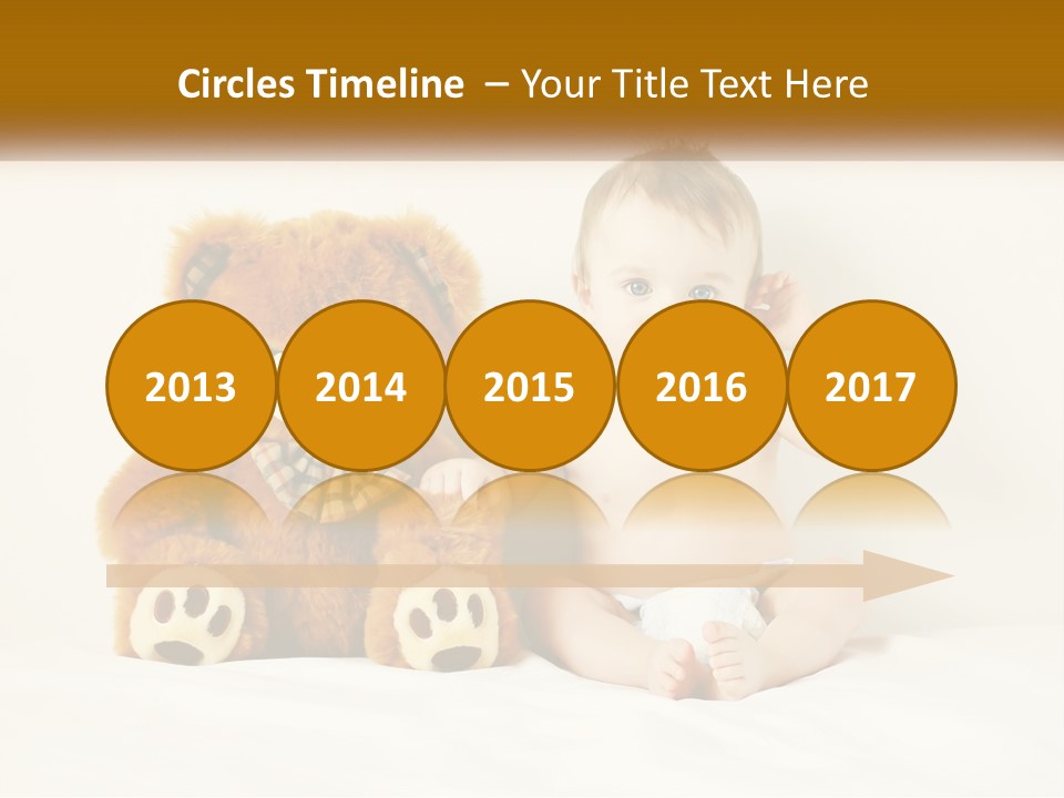 A Baby Sitting Next To A Teddy Bear PowerPoint Template