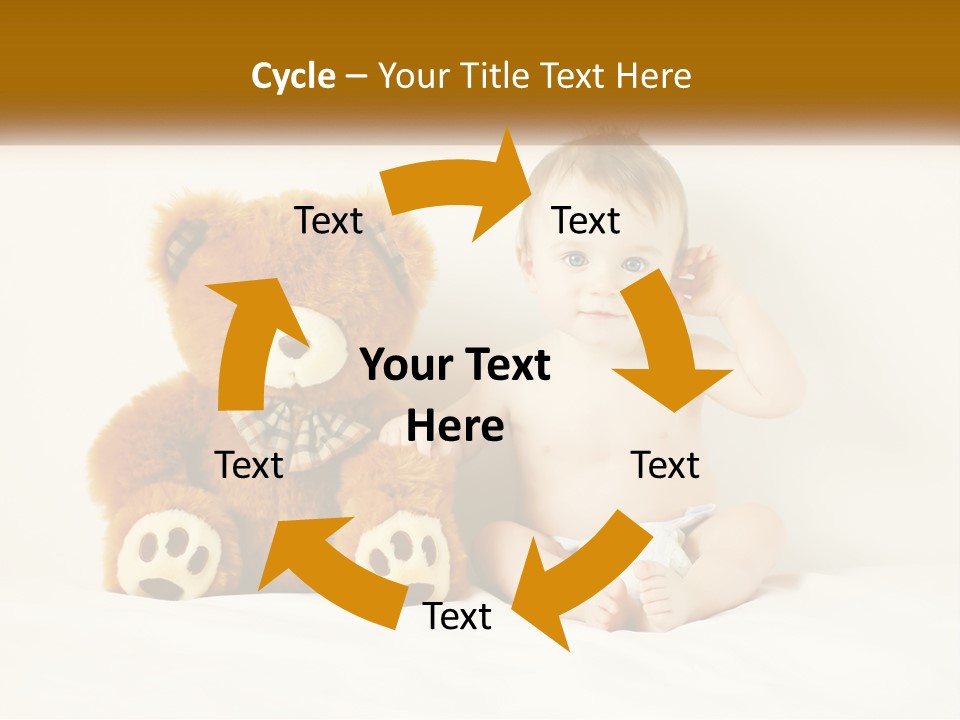 A Baby Sitting Next To A Teddy Bear PowerPoint Template