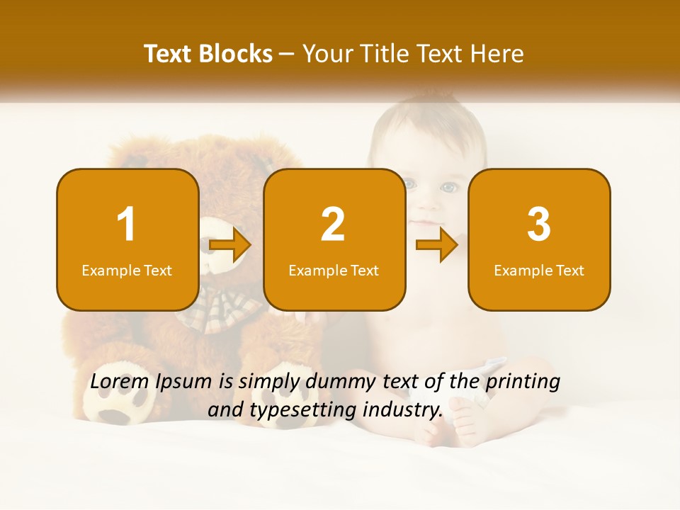 A Baby Sitting Next To A Teddy Bear PowerPoint Template