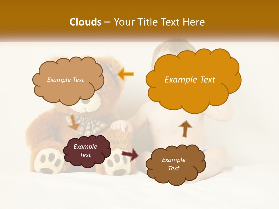 A Baby Sitting Next To A Teddy Bear PowerPoint Template
