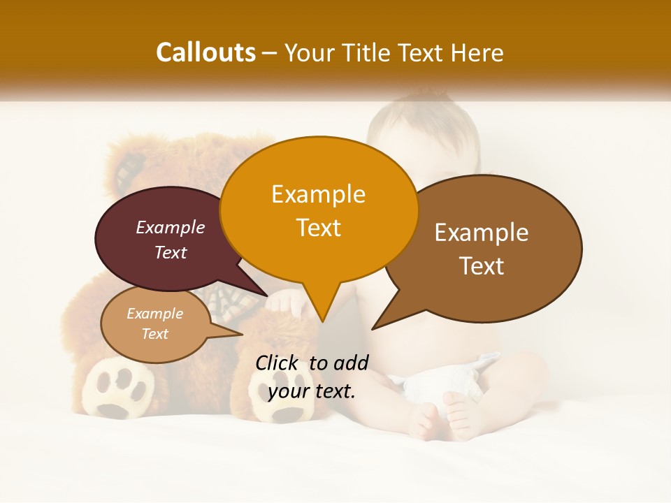 A Baby Sitting Next To A Teddy Bear PowerPoint Template