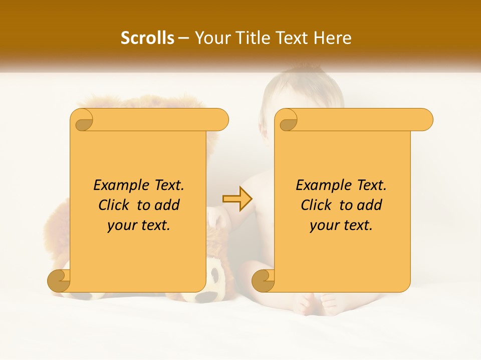A Baby Sitting Next To A Teddy Bear PowerPoint Template