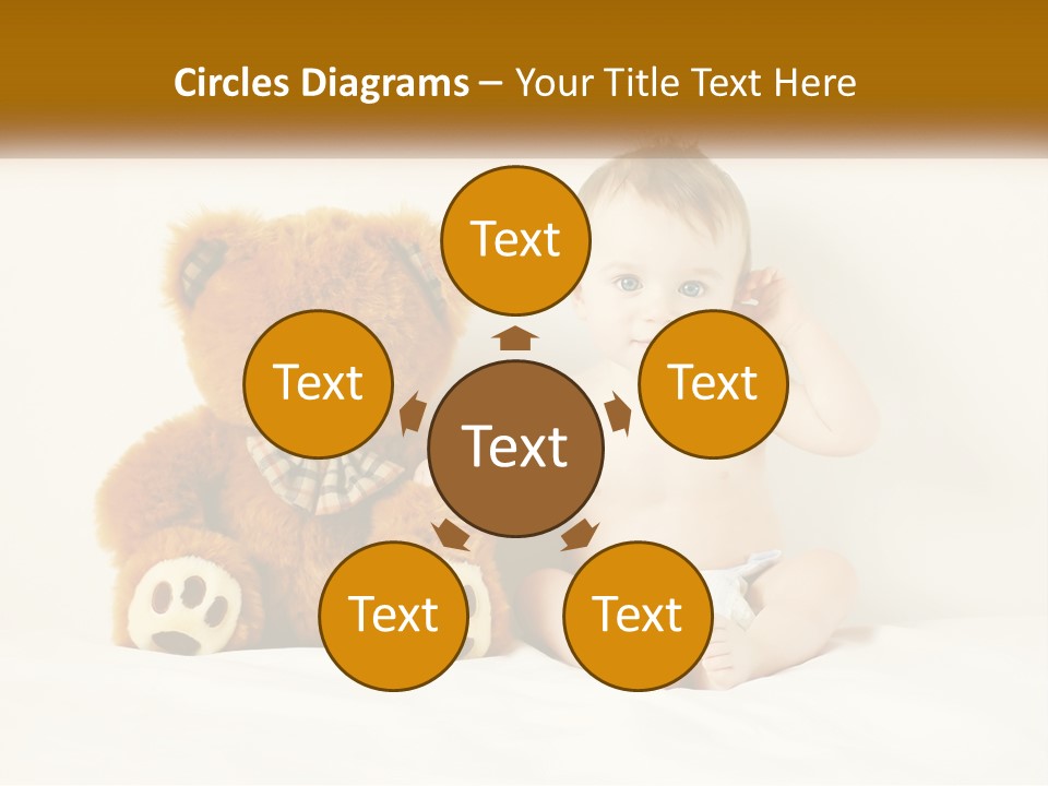 A Baby Sitting Next To A Teddy Bear PowerPoint Template
