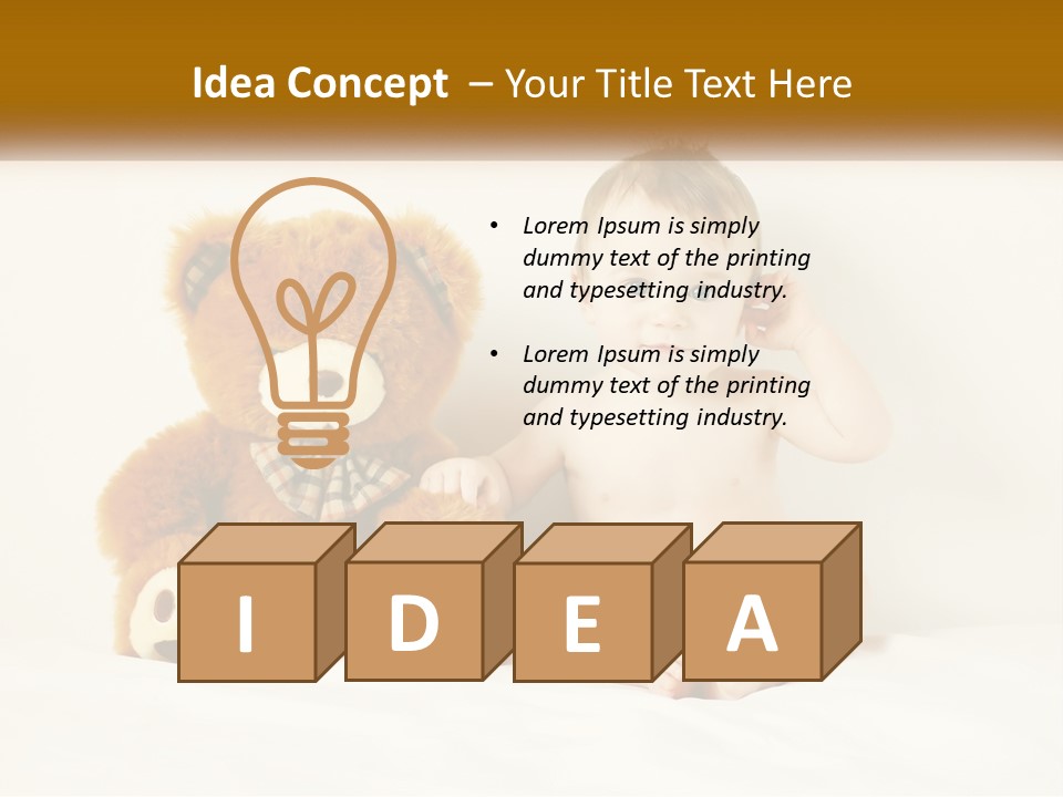 A Baby Sitting Next To A Teddy Bear PowerPoint Template