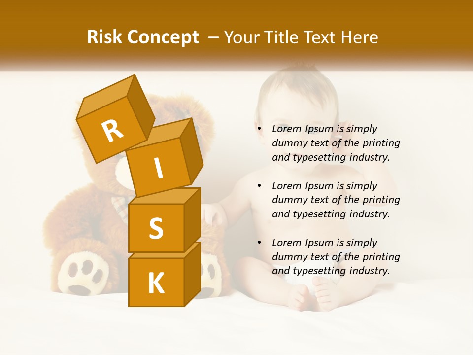 A Baby Sitting Next To A Teddy Bear PowerPoint Template