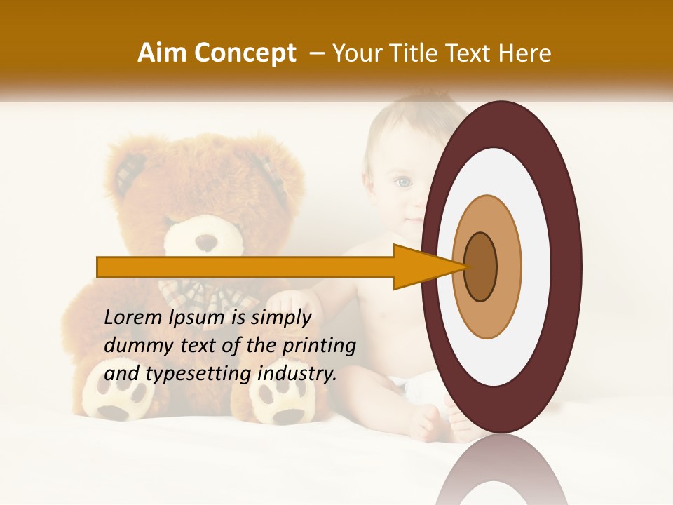 A Baby Sitting Next To A Teddy Bear PowerPoint Template