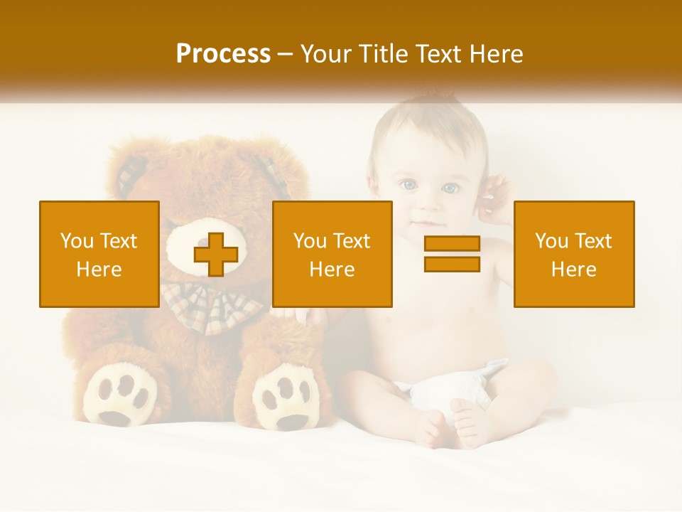 A Baby Sitting Next To A Teddy Bear PowerPoint Template