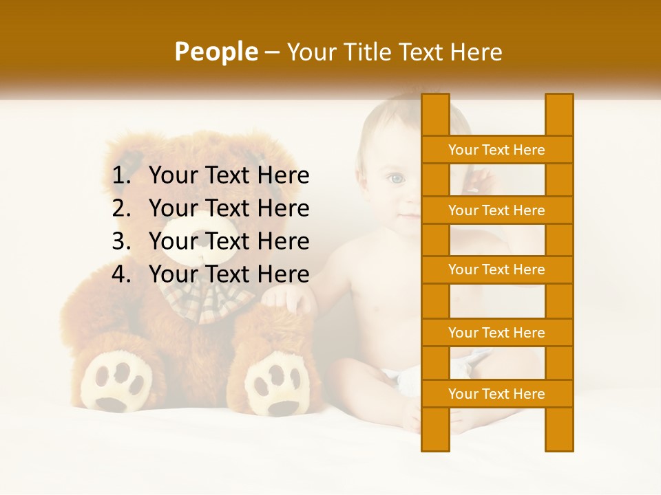 A Baby Sitting Next To A Teddy Bear PowerPoint Template