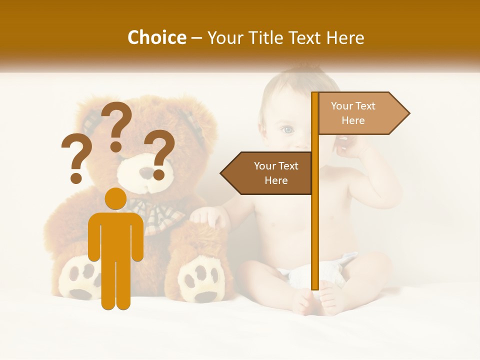 A Baby Sitting Next To A Teddy Bear PowerPoint Template
